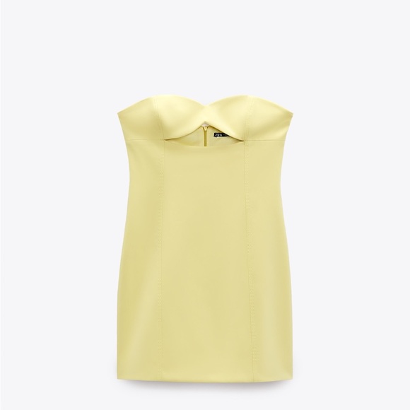 Zara mini lemon yellow sleeveless bodycon cut out evening summer dress - Picture 13 of 15